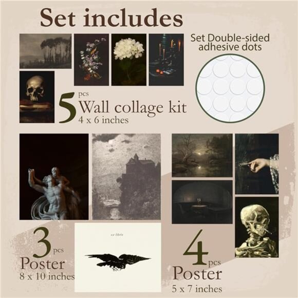 Dark Academia Room Decor -Gothic Home Decor, Moody Halloween Decor,Dark Academia - Picture 2 of 7